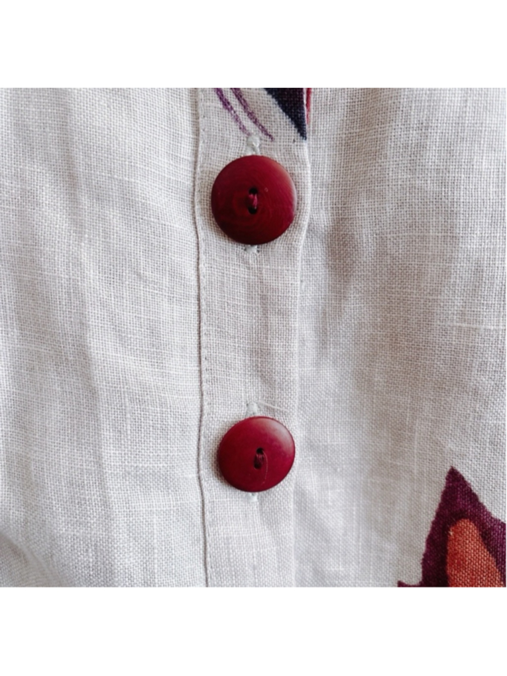 Orvis 100% Linen Modern Boho Artsy Scandinavian Folk Button Front Top - Picture 5 of 6